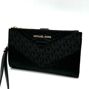 Michael Kors Large Double Zip Wallet Wristlet Black Multi